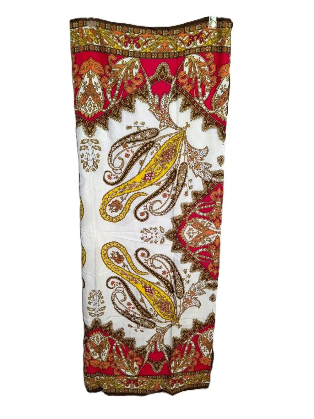 TALBOTS Paisley Pareo 3-Pc Set Swim Cover-up, Fan & Cosmetic Bag Fuschia/White